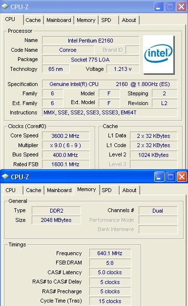  E2160 @ 3600 MHz