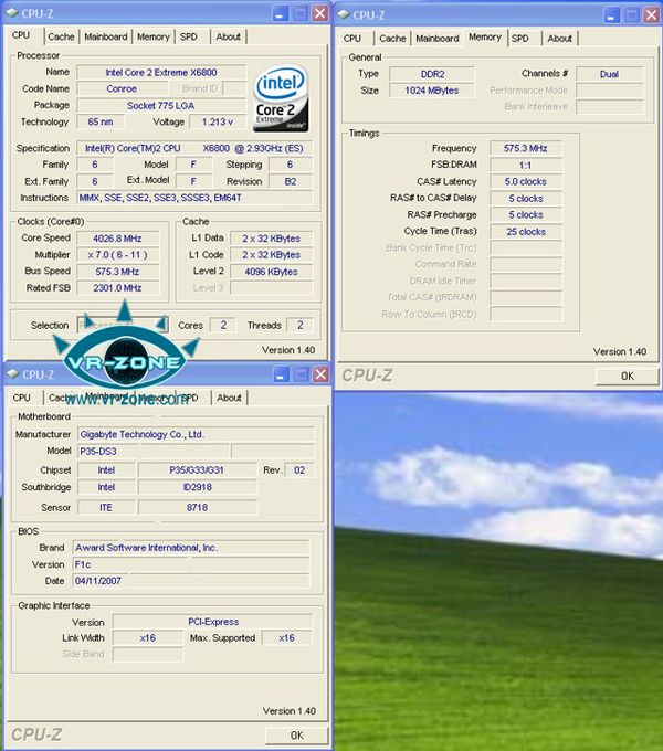OC FSB 575 MHz Gigabyte P35-DS3R