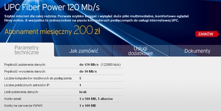 Internet 120 Mb/s w ofercie UPC