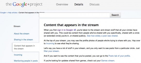 Print Screen strony pomocy Google +, na którym możemy zobaczyć odnośnik do Strumienia gier