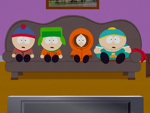 Bohaterowie kreskówki South Park - [od lewej] Stan, Kyle, Kenny i Cartman