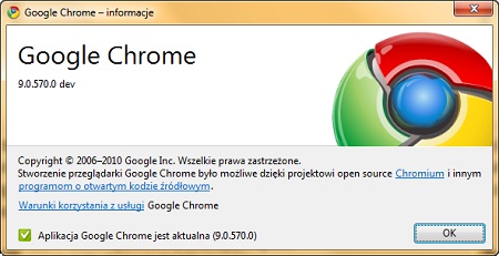 Informacje o wersji Chrome