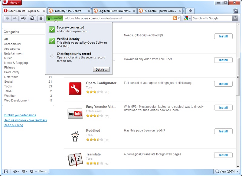 Opera 11 beta - pasek adresu